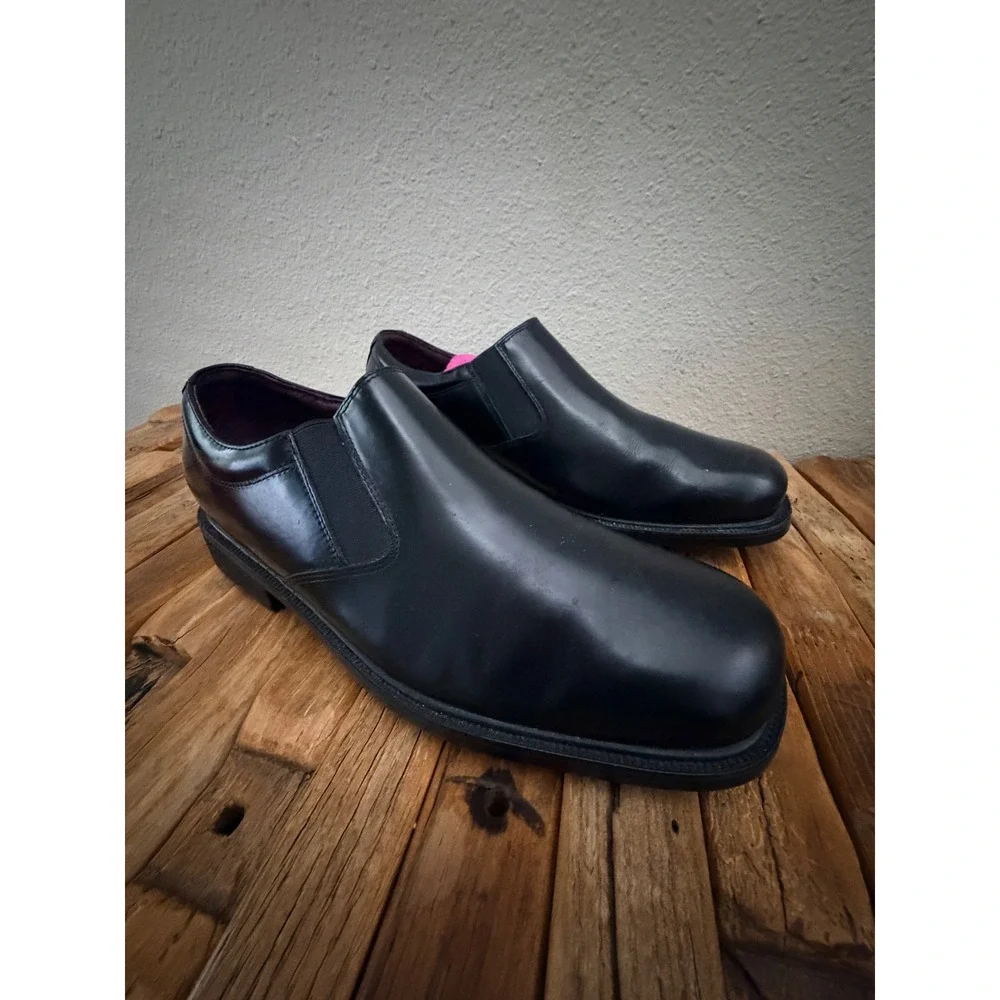 Rockport Loafers 10.5M Black Leather Waterproof Hydro-Shield Slip On APM11521